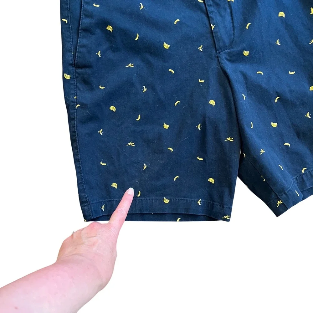 Banana Republic Aiden Short Mens 36 Navy Blue Banana Slim‎ Fit Chino Novelty